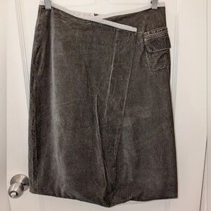 Hannoh Wesse Asymmetrical Skirt, Velour & Cotton, Grey & Olive-green  38  Medium